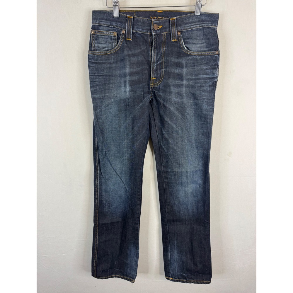 Nudie Jeans Co Slim Jim Org‎ Brown Indigo Straight Leg Jeans 31x32 Made in Italy
